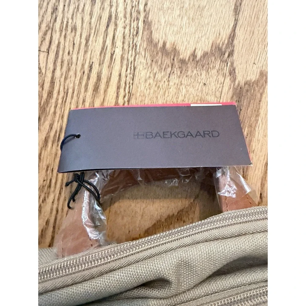 Baekgaard Ted Backpack Canvas Desert NWT Leather Trim Striped $118 MSRP